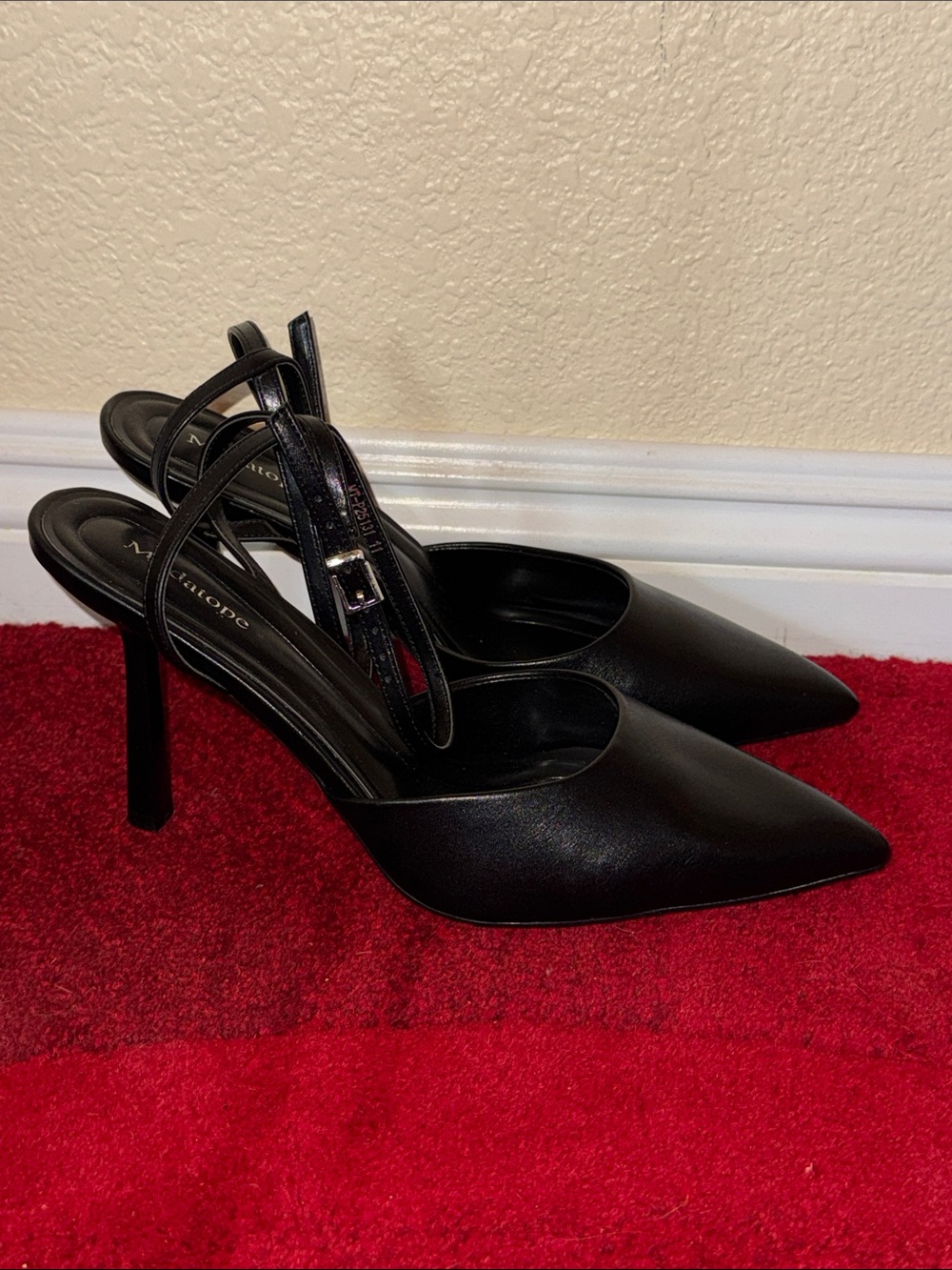 Black Pointed-Toe Slingback Stiletto Heels